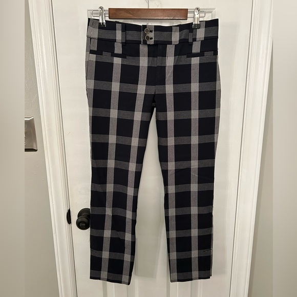 Anthropologie Size 2 Essential Slim Black and White Plaid Pants Trousers - Picture 2 of 5